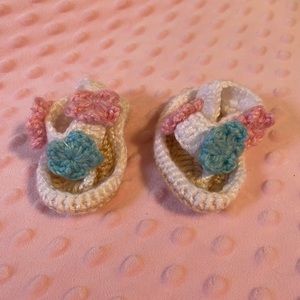 Handmade Knitted Baby Girl Sandals Size 0-6 Months